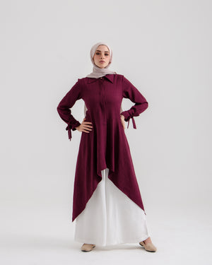 High Low Buttoned Chemise Burgundy C191