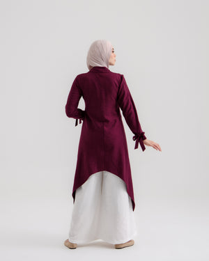 High Low Buttoned Chemise Burgundy C191