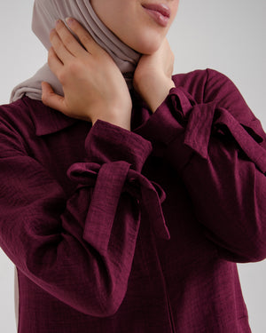 High Low Buttoned Chemise Burgundy C191