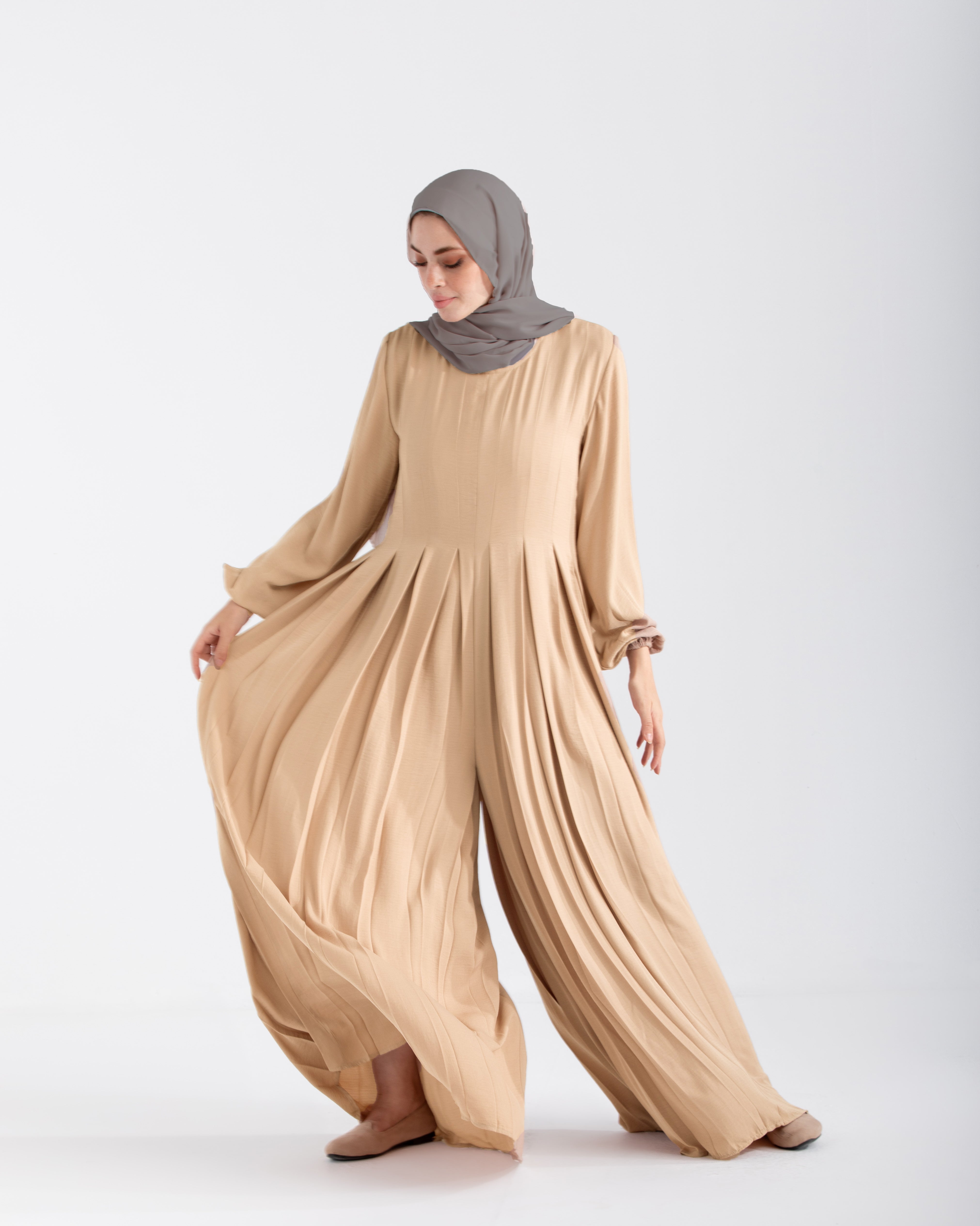 Pleated Jumpsuit Burgundy C150