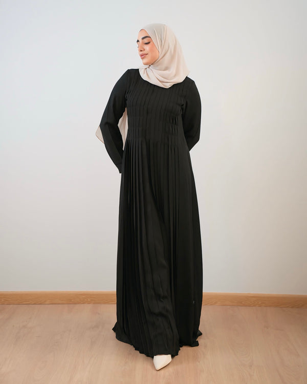 Pleated Silk Abaya C98