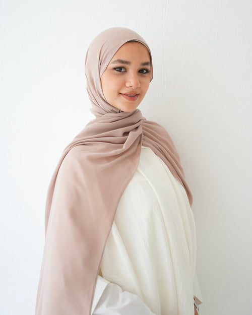 Soft Cotton Chiffon Scarf Latte