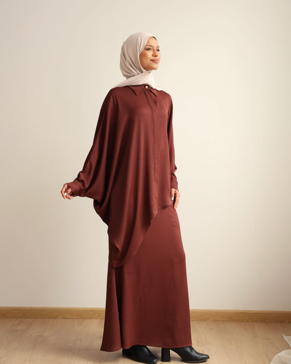 Asymmetric High Low Chemise Blouse Rust C1870