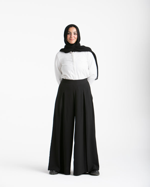 Wide Leg Pants Black C1702