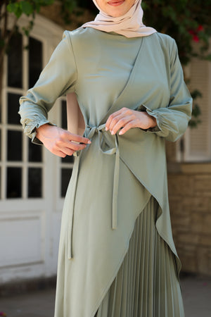 High Low Wrap Shirt Light Green C286