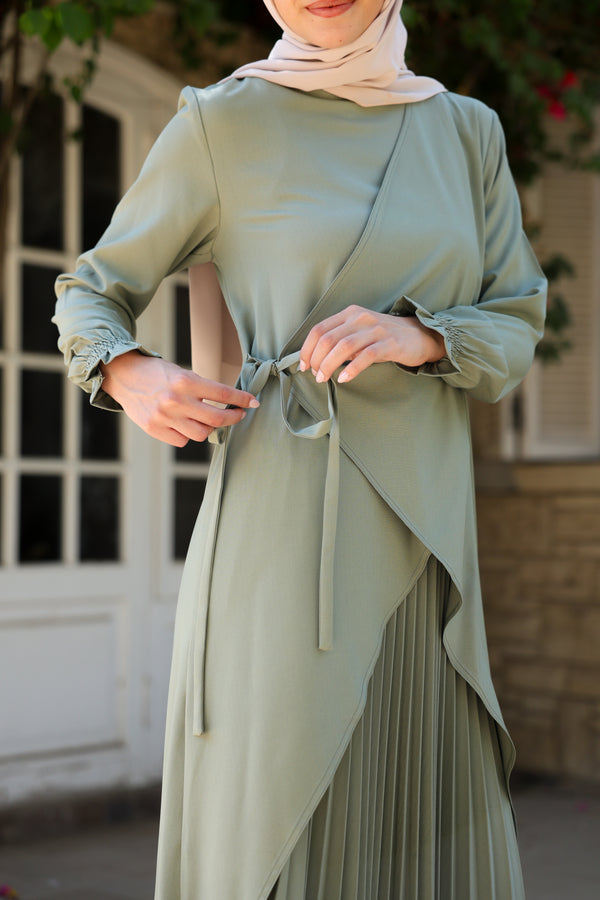High Low Wrap Shirt Light Green C286