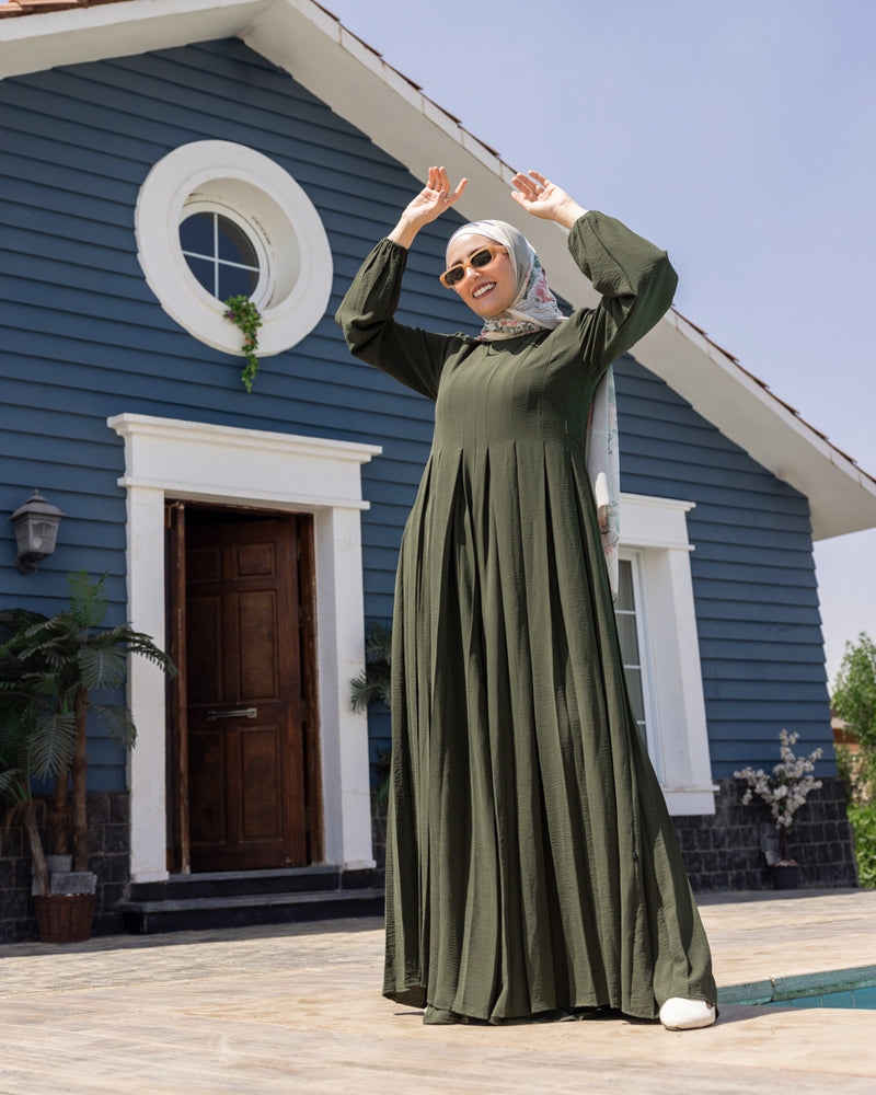 Pleated Jumpsuit Olive C150