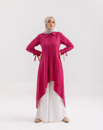 High Low Buttoned Chemise Hot Pink C191