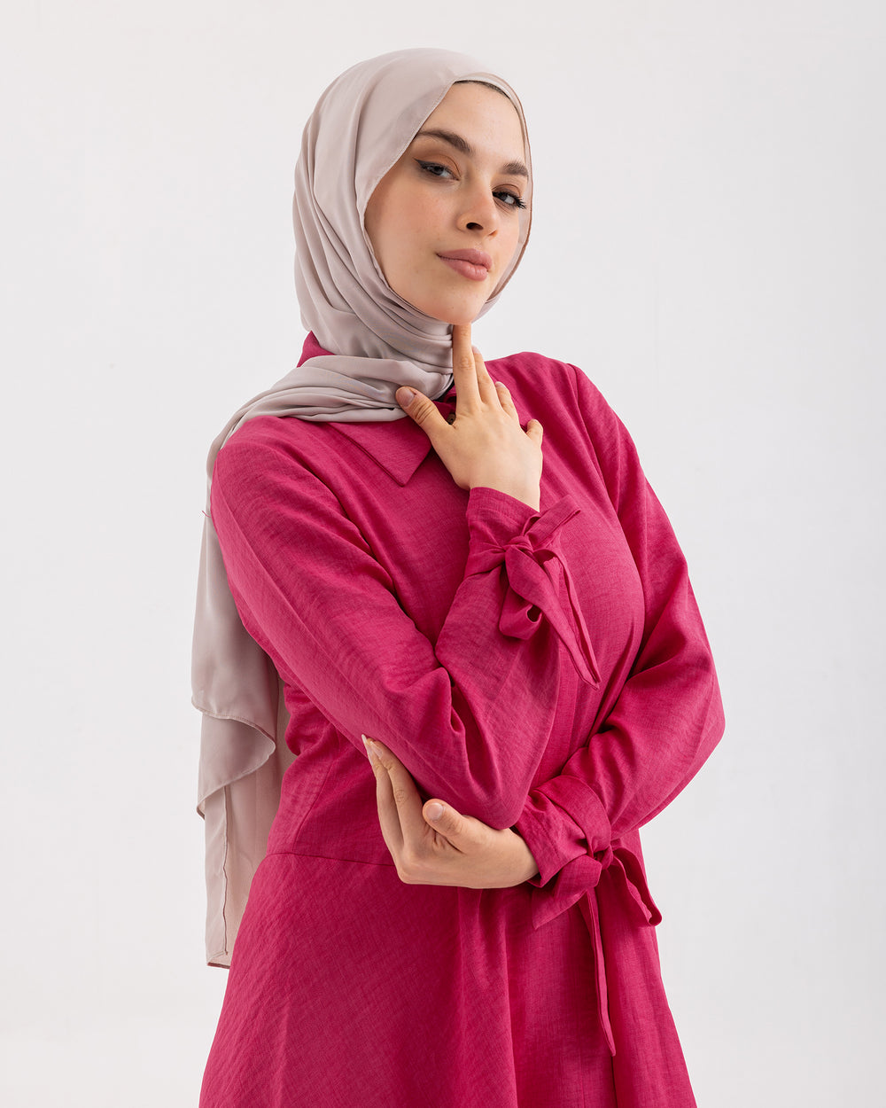 High Low Buttoned Chemise Hot Pink C191
