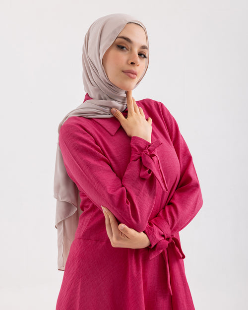High Low Buttoned Chemise Hot Pink C191
