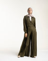 Linen Wrap Blouse Olive C155