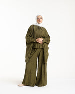 Embroidered Wide Leg Pants Olive C1703