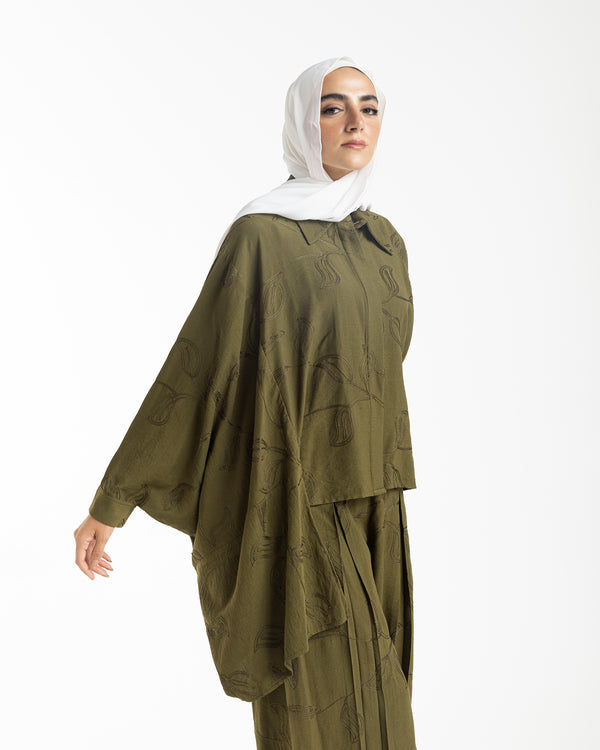 Embroidered Chemise Olive C219