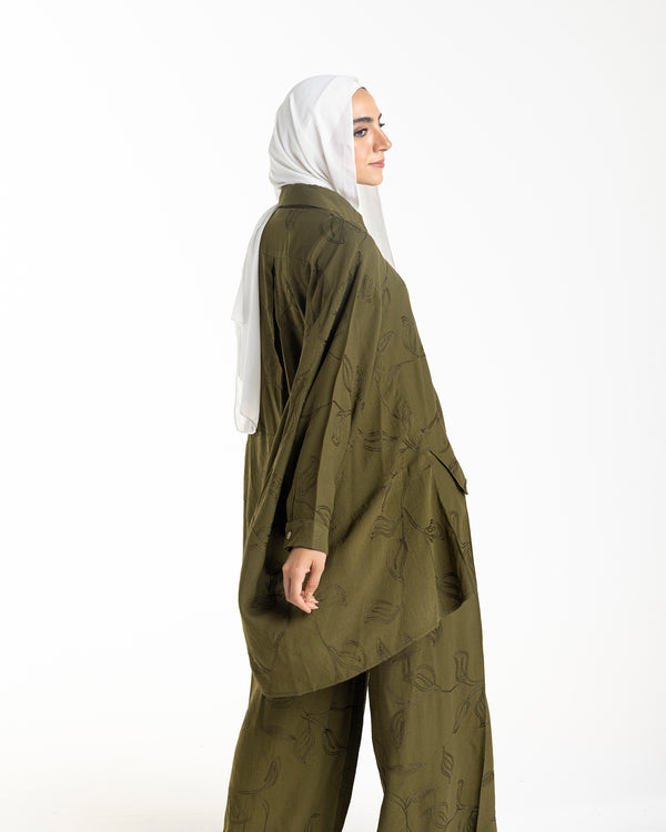 Embroidered Chemise Olive C219
