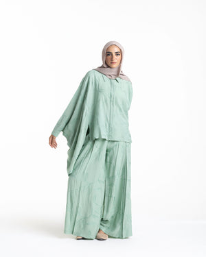 Embroidered Wide Leg Pants Mint C1703