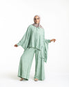 Embroidered Wide Leg Pants Mint C1703
