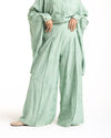 Embroidered Wide Leg Pants Mint C1703