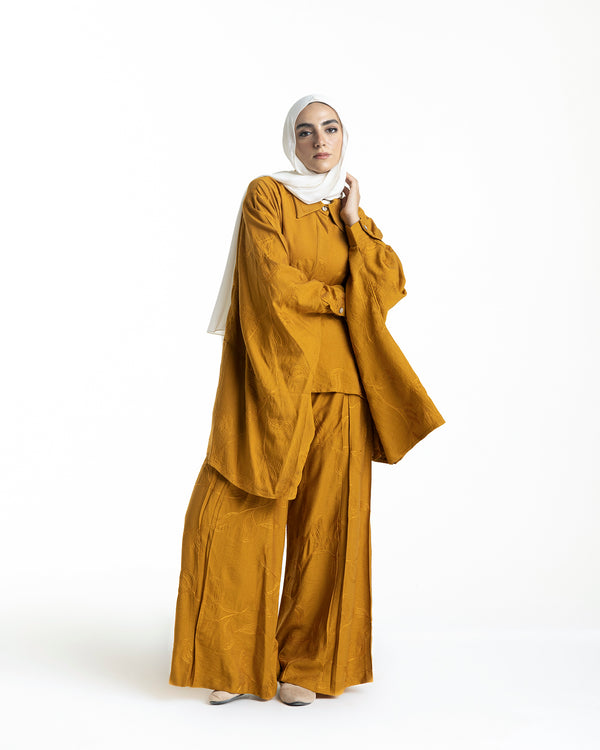 Embroidered Chemise Mustard C219