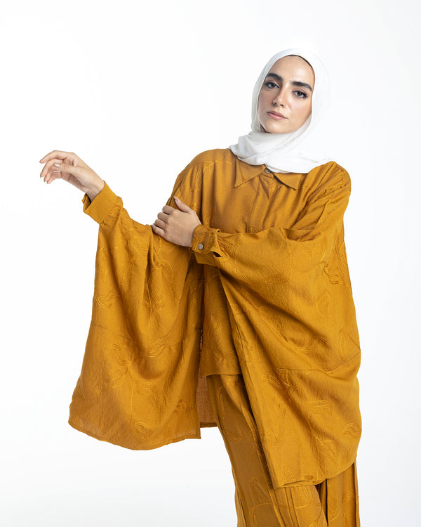 Embroidered Chemise Mustard C219
