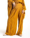 Embroidered Wide Leg Pants Mustard C1703