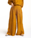 Embroidered Wide Leg Pants Mustard C1703