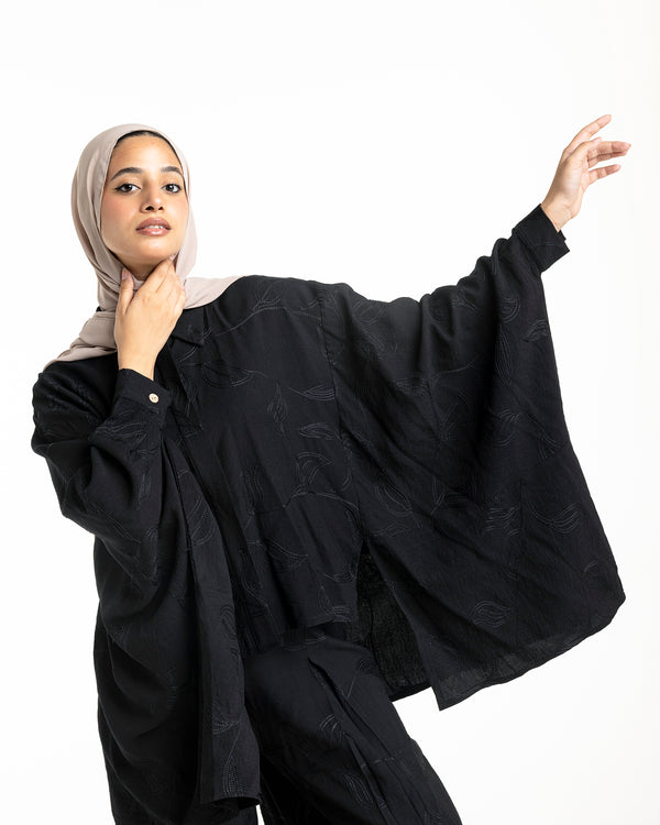 Embroidered Chemise Black C219