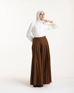 Linen Pleated Jupe Pantalon Brown C148