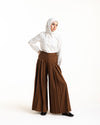Linen Pleated Jupe Pantalon Brown C148