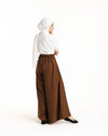 Linen Pleated Jupe Pantalon Brown C148