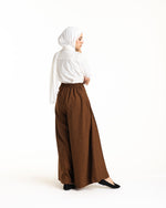 Linen Pleated Jupe Pantalon Brown C148