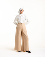 Linen Wide Leg Pants Dark Beige C120