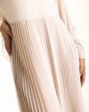 Sleeved Pleated Dress Cream C211