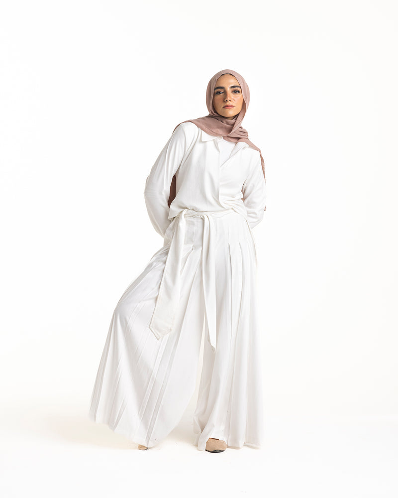 Linen Wrap Blouse White C155