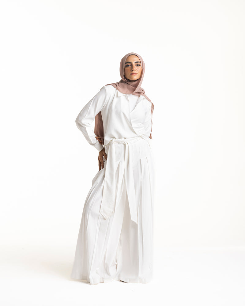 Linen Wrap Blouse White C155