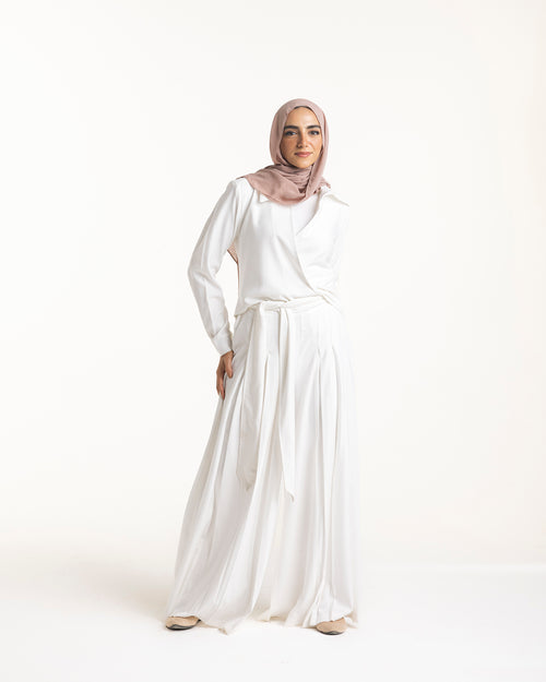 Linen Wrap Blouse White C155