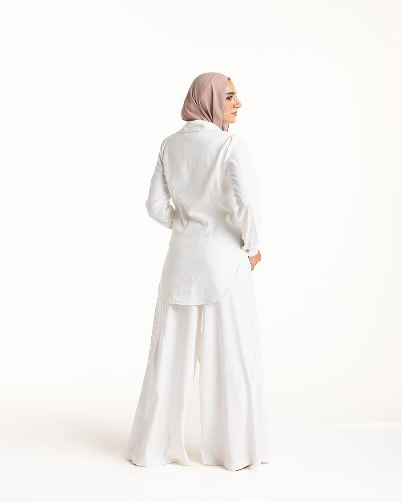 Linen Wrap Blouse White C155