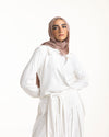 Linen Wrap Blouse White C155