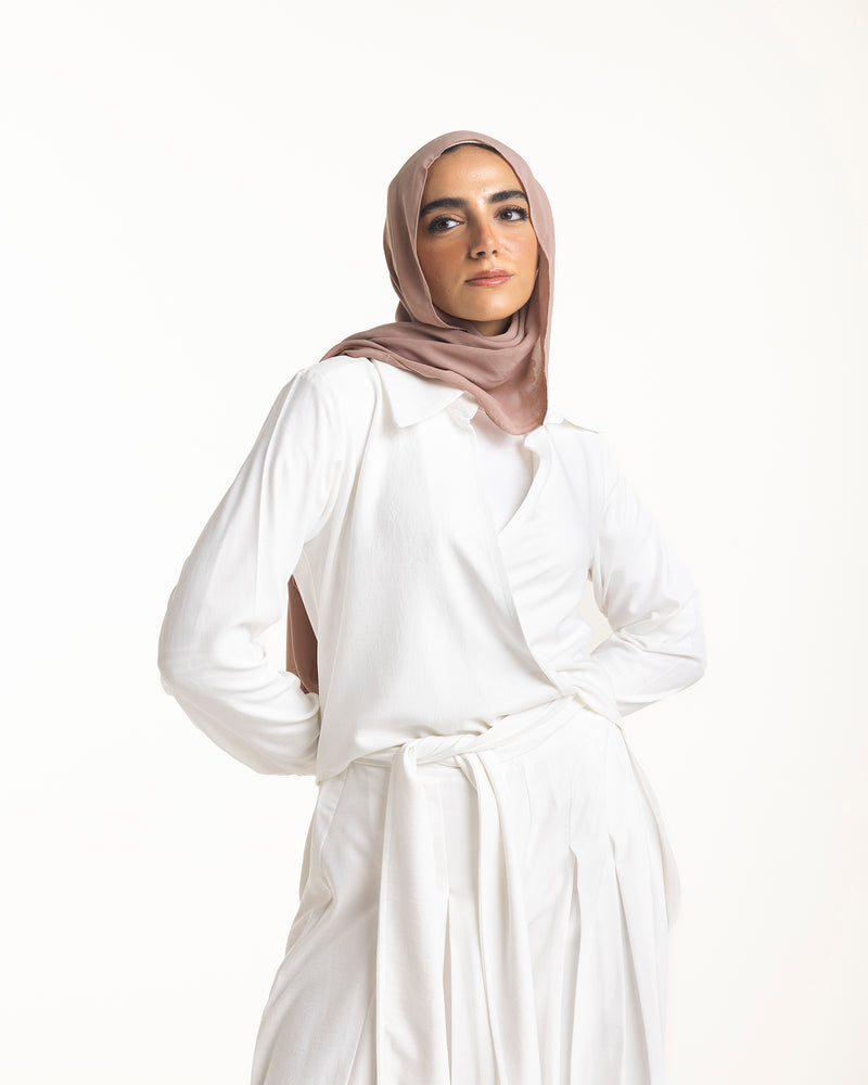Linen Wrap Blouse White C155