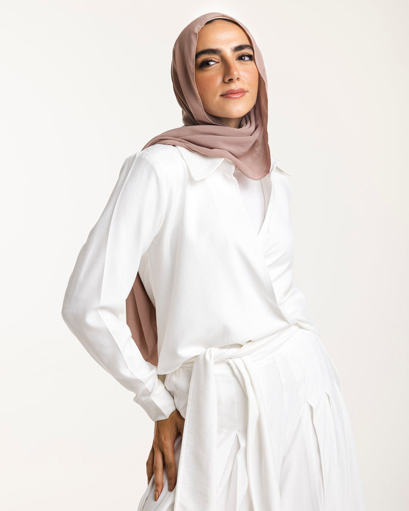 Linen Wrap Blouse White C155