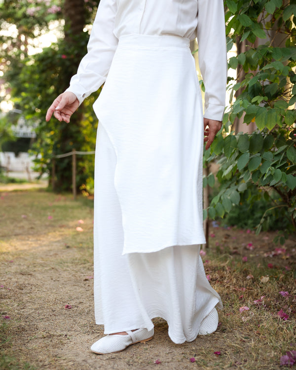 Asymmetric Layered Maxi Skirt Offwhite C524
