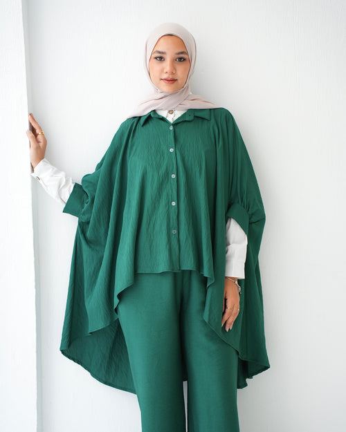 Over Sized Poncho and Pants Set Teal C11063