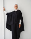 Over Sized Poncho and Pants Set Black C11063