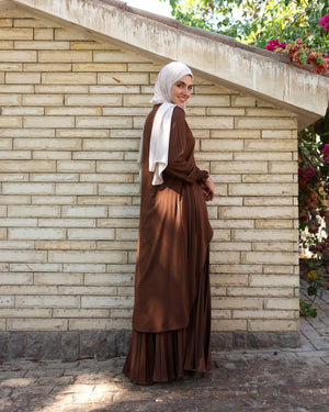 High Low Wrap Shirt Brown C286