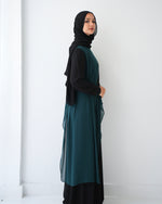 Peplum Side Chiffon Drape Abaya Teal C200