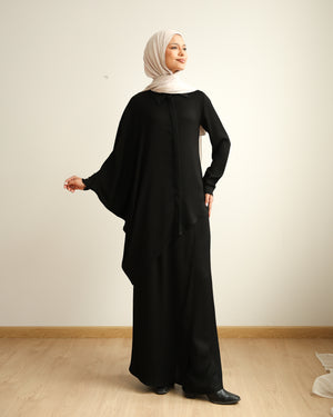 Asymmetric High Low Chemise Blouse Black C1870
