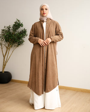 Velvet Corduroy Longline Shirt Dark Beige C510