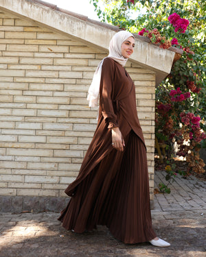 High Low Wrap Shirt Brown C286