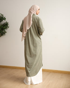 Velvet Corduroy Longline Shirt Mint C510