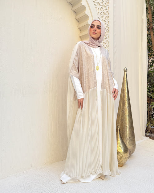 Free Size Pleated Cape Beige C240