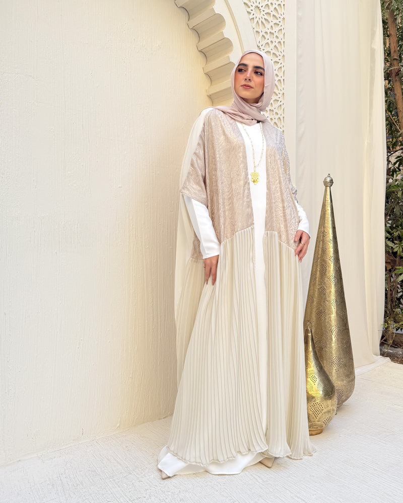 Free Size Pleated Cape Beige C240